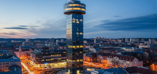 Helios City: Vilniaus Panoramas Keičiantis Bokštas su Legendiniu Besisukančiu Restoranu