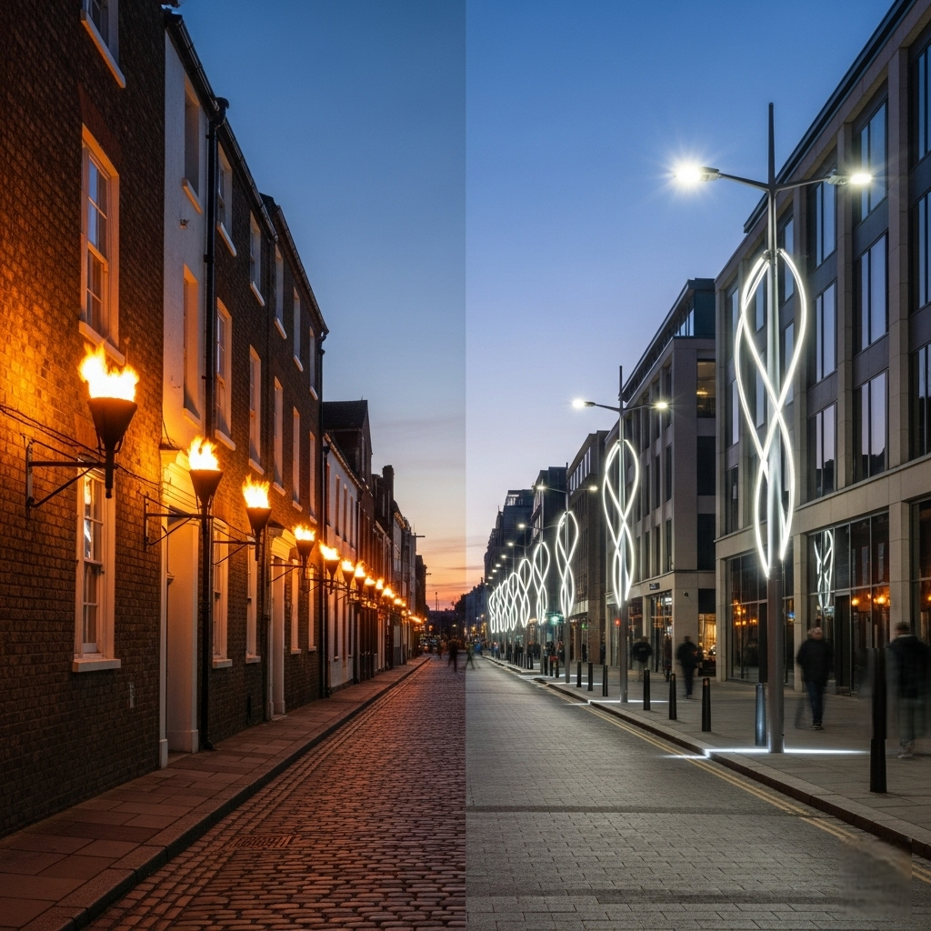 Gatvių Apšvietimas: Nuo Fakelų Iki Išmaniųjų Miestų Šviesos Arterijų