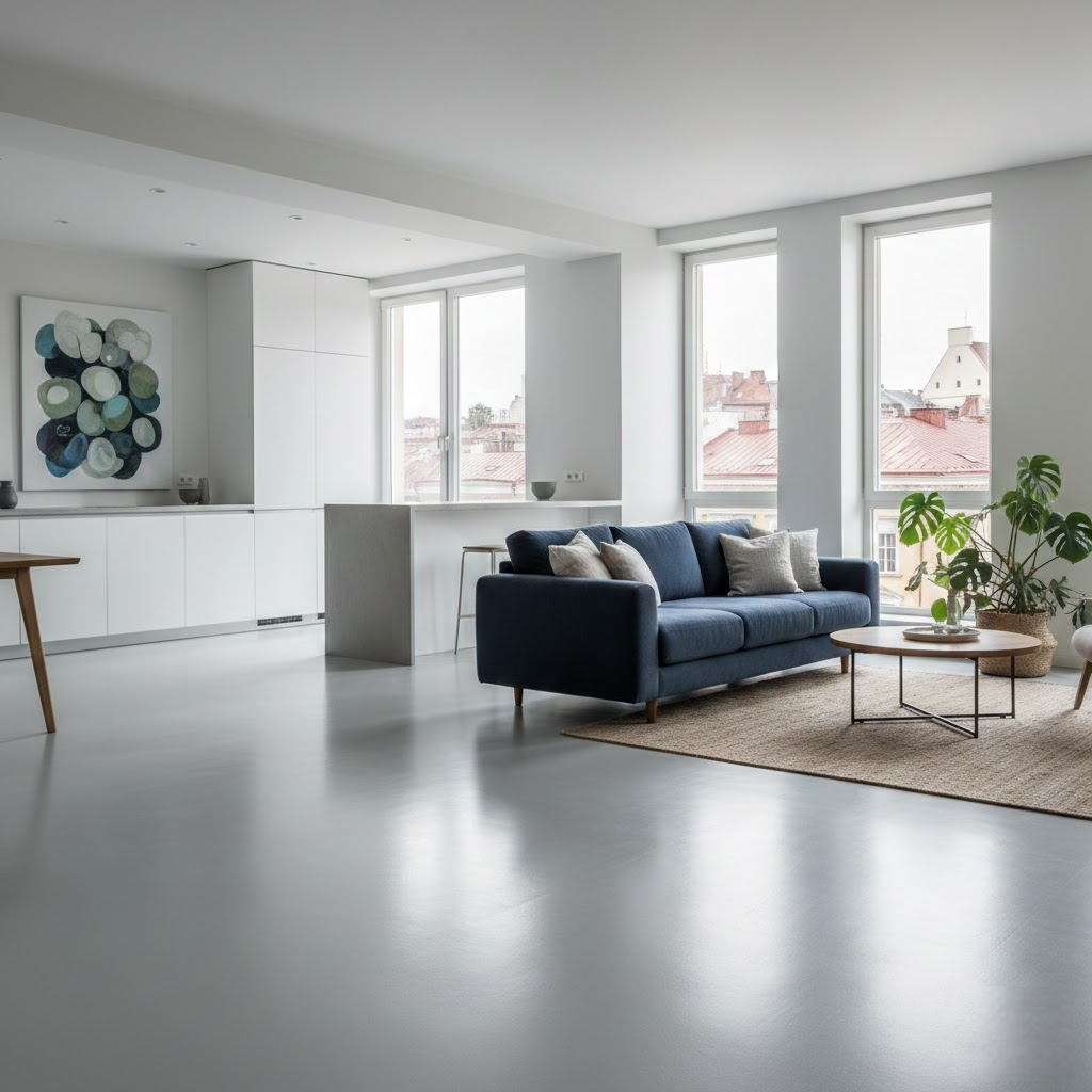 Liejamos grindys moderniame interjere: Kodėl verta pamiršti plyteles ir kaip išvengti brangių klaidų