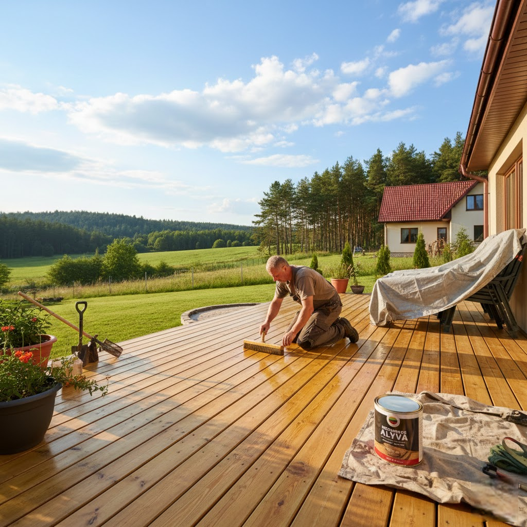 Terasos paruošimas sezonui: kodėl alyva yra vienintelis teisingas pasirinkimas medienos apsaugai