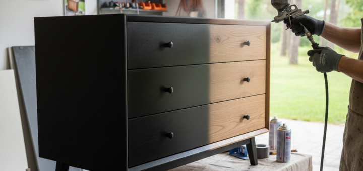 Baldų transformacija per savaitgalį: Kaip purškiami dažai sukuria gamyklinės kokybės efektą namuose
