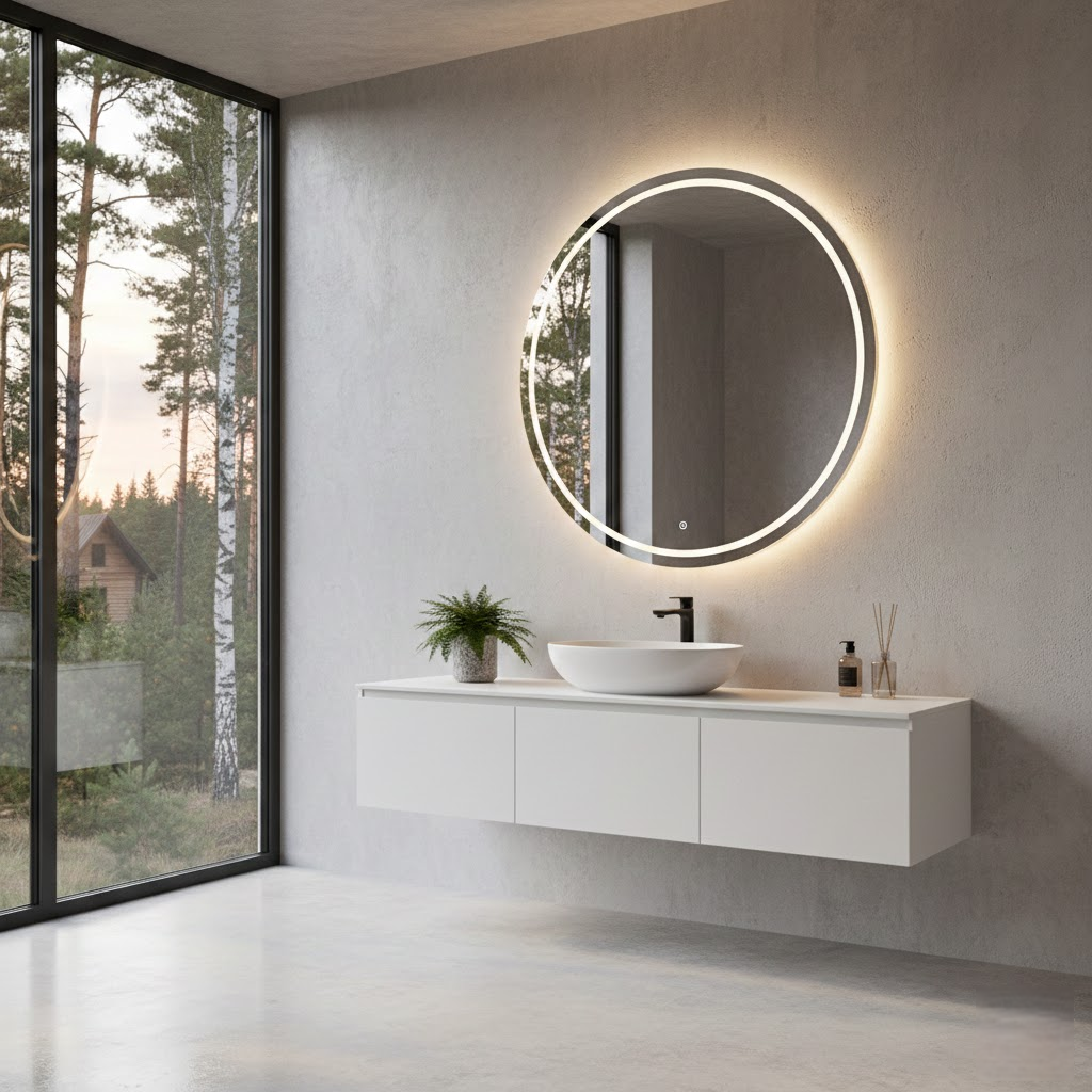 Šviesos žaismas ir moderni estetika: Kaip veidrodis su apšvietimu keičia namų erdvę