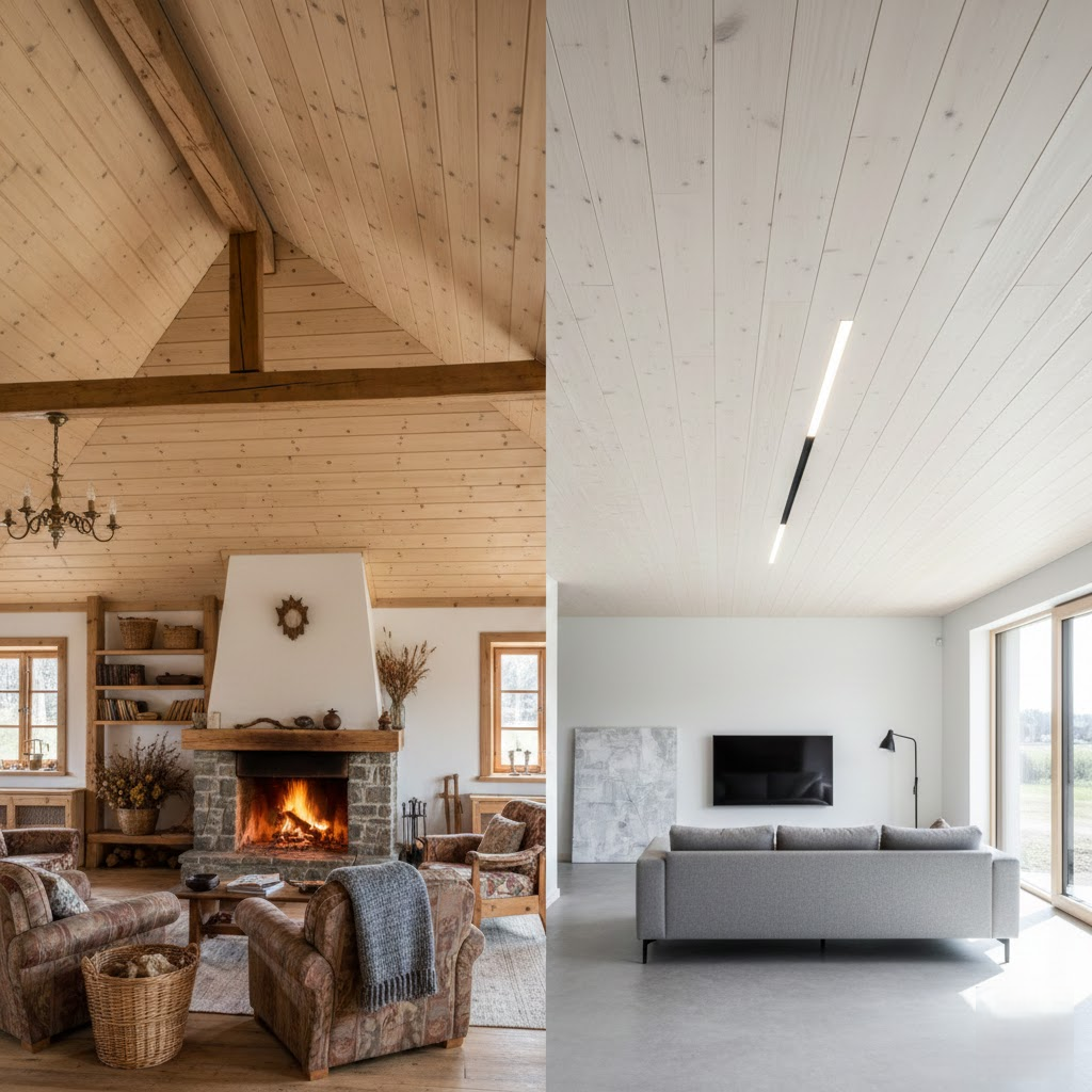 Lubų transformacija dailylentėmis: Nuo kaimiško jaukumo iki modernaus minimalizmo Lubų transformacija dailylentėmis: Nuo kaimiško jaukumo iki modernaus minimalizmo