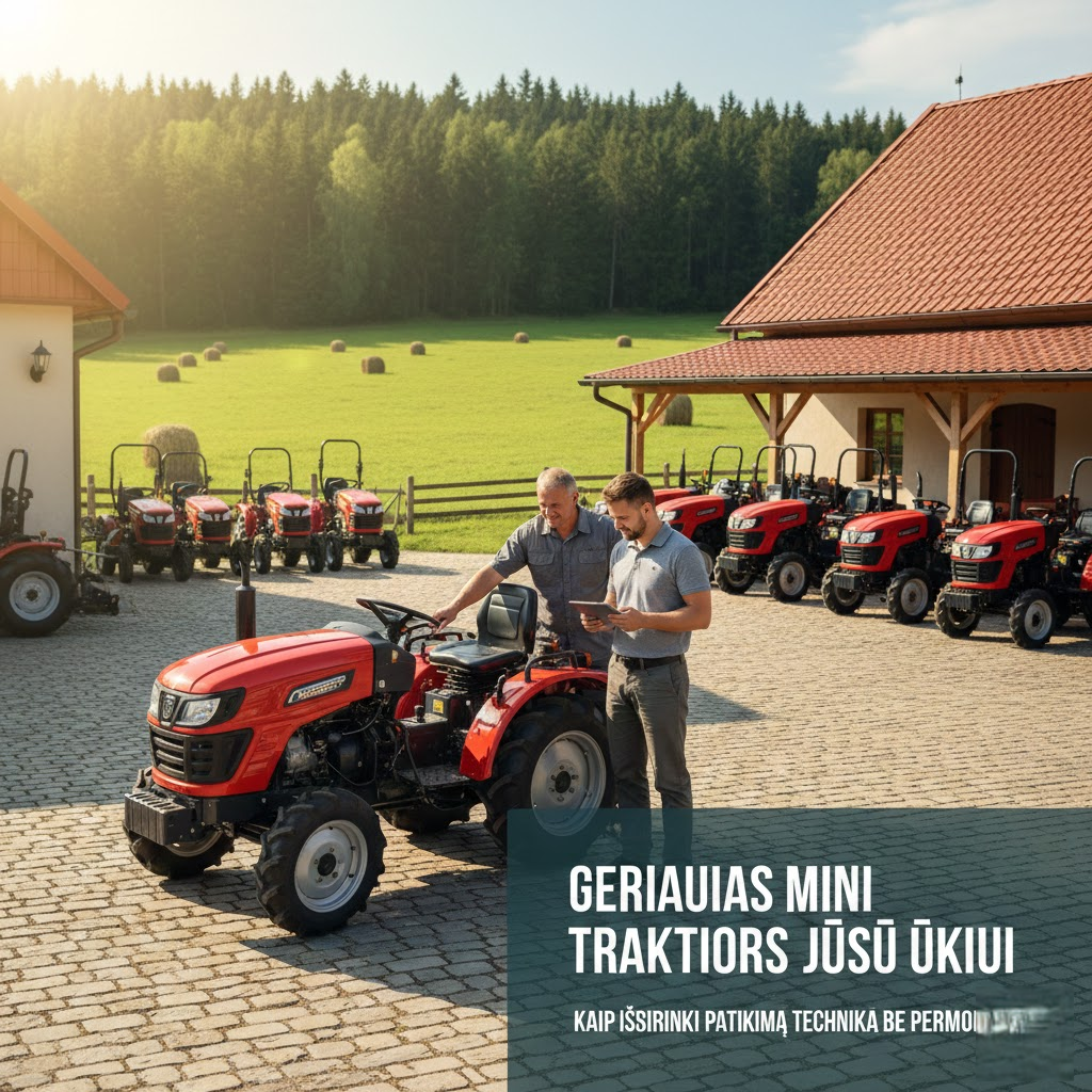 Geriausias mini traktorius Jūsų ūkiui: Kaip išsirinkti patikimą techniką be permokėjimo?