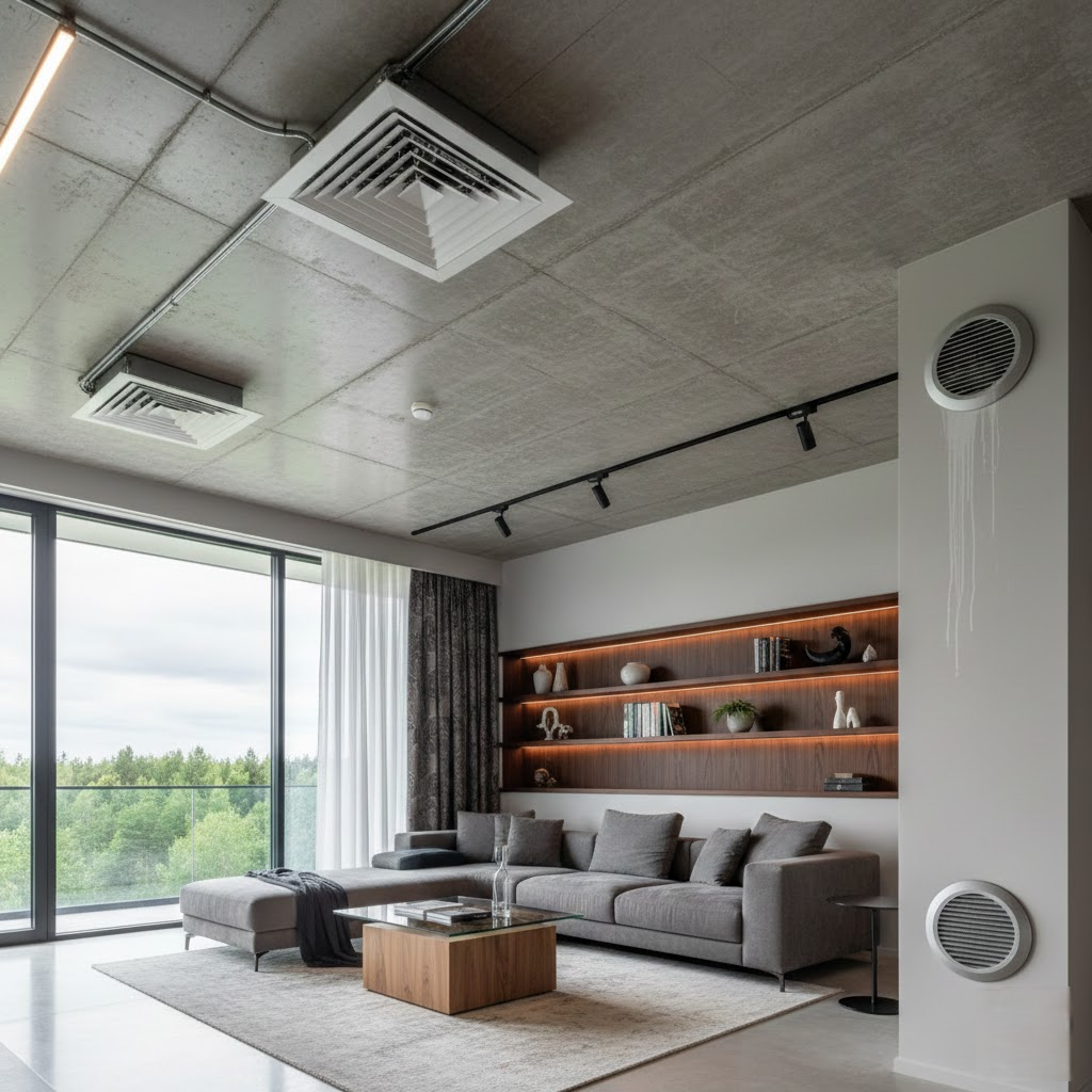 Rekuperatoriaus difuzoriai: Kaip netinkamas pasirinkimas gali sugadinti brangiausią interjerą ir vėdinimo efektyvumą