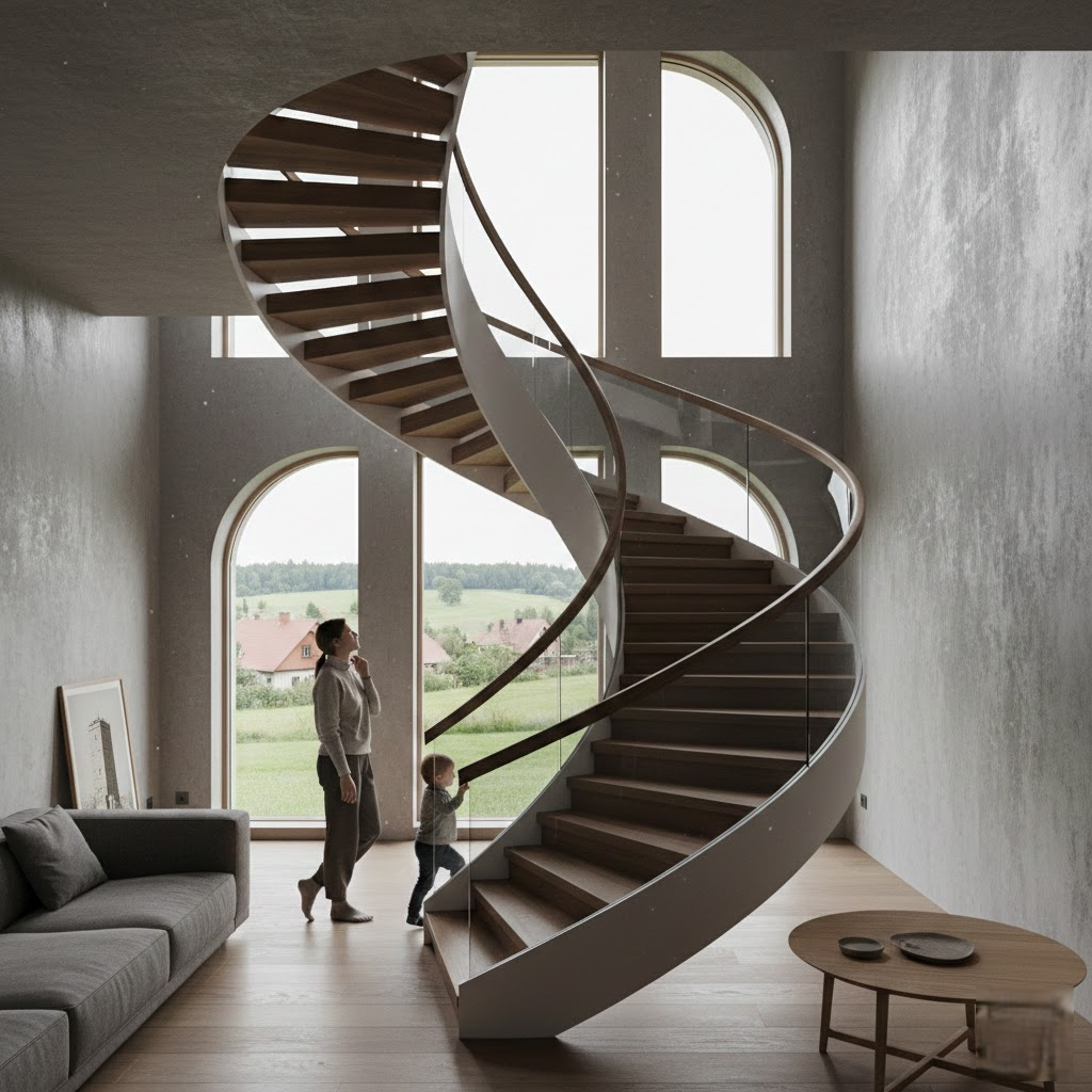 Architektūrinis suktukas: kodėl verta (ir kada pavojinga) rinktis sraigtinius laiptus savo namams?