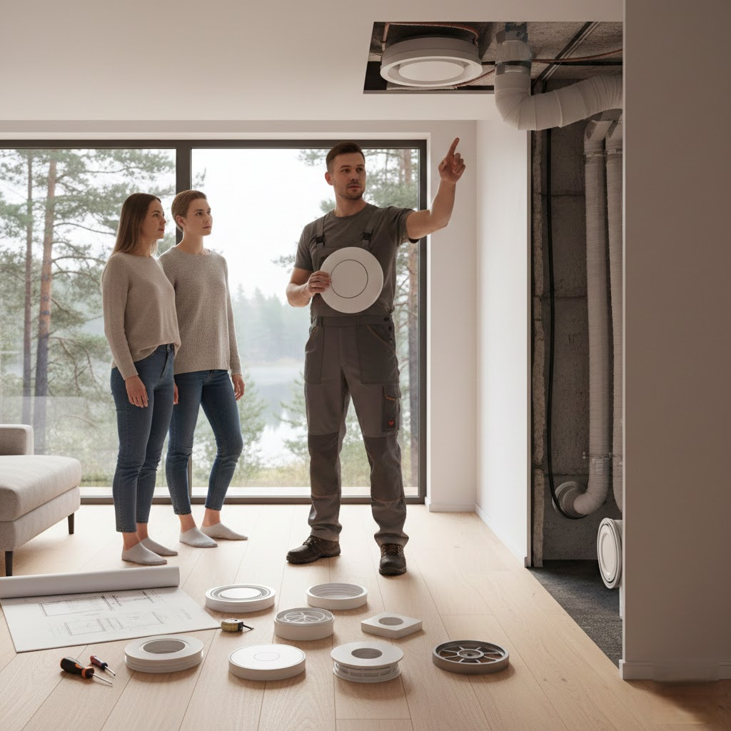 Nematomas komfortas: kaip teisingai pasirinkti ir sumontuoti rekuperatoriaus difuzorius