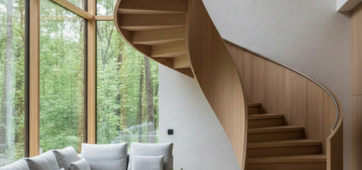 Erdvės taupymo menas: sraigtiniai laiptai kaip pagrindinis namų interjero akcentas