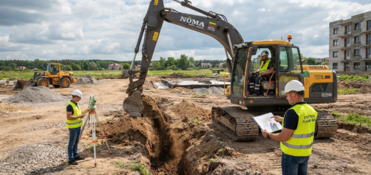 EkskavatoProfesionalus statybinis šviestuvas: Tobulo darbo apšvietimo pasirinkimo kriterijairių nuoma: Efektyvių žemės ir statybos darbų planavimas