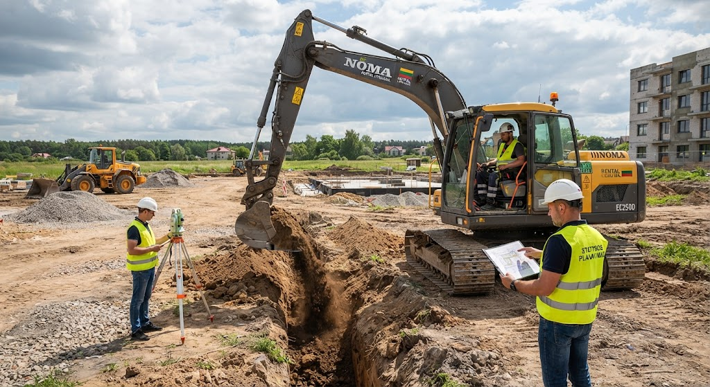 Ekskavatorių nuoma: Efektyvių žemės ir statybos darbų planavimas Ekskavatorių nuoma: Efektyvių žemės ir statybos darbų planavimas